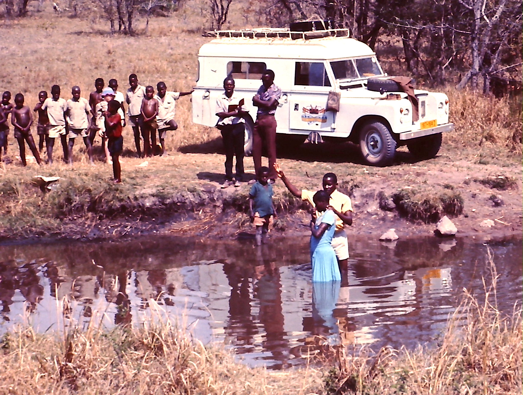 Mobile unit at an African baptism
